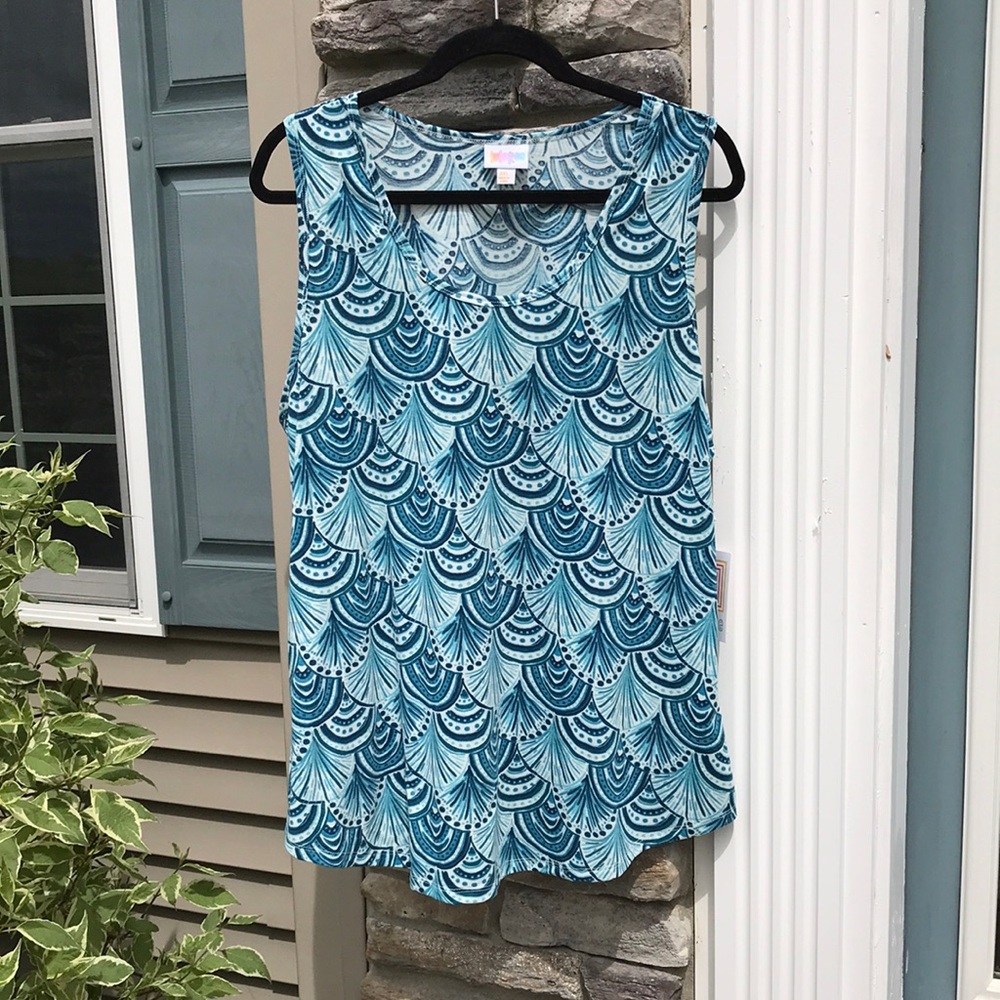 LuLaRoe Tank Top size 3XL new with tags blue scalloped print
